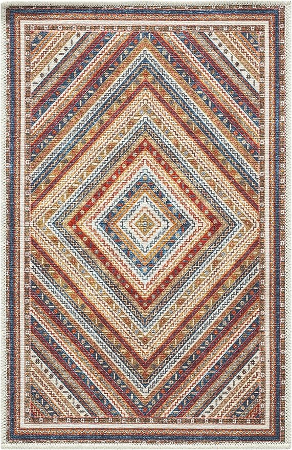 Keen Home Design 2x3 Rug - Machine Washable Entry Rug with Non-Slip Backing, Ideal for Enteryway, Kitchen, Bathroom, Laundry Room - Vintage, Easy Clean, Durable, Low Pile Rug - (2' x 3')