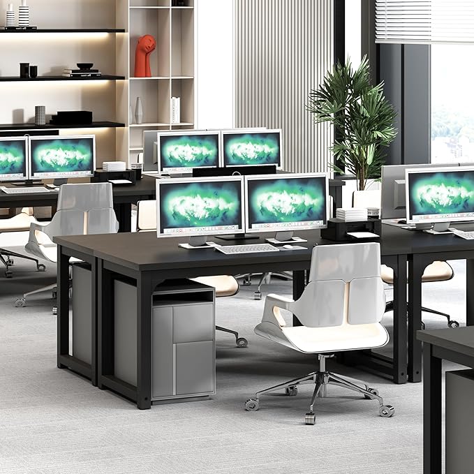 NSdirect 63 inch Computer Desk,Modern Simple Style PC Table Office Desk Wide Workstation for Study Writing,Gaming and Home Office,Extra 1" Thicker Wooden Tabletop and Black Metal Frame,Black