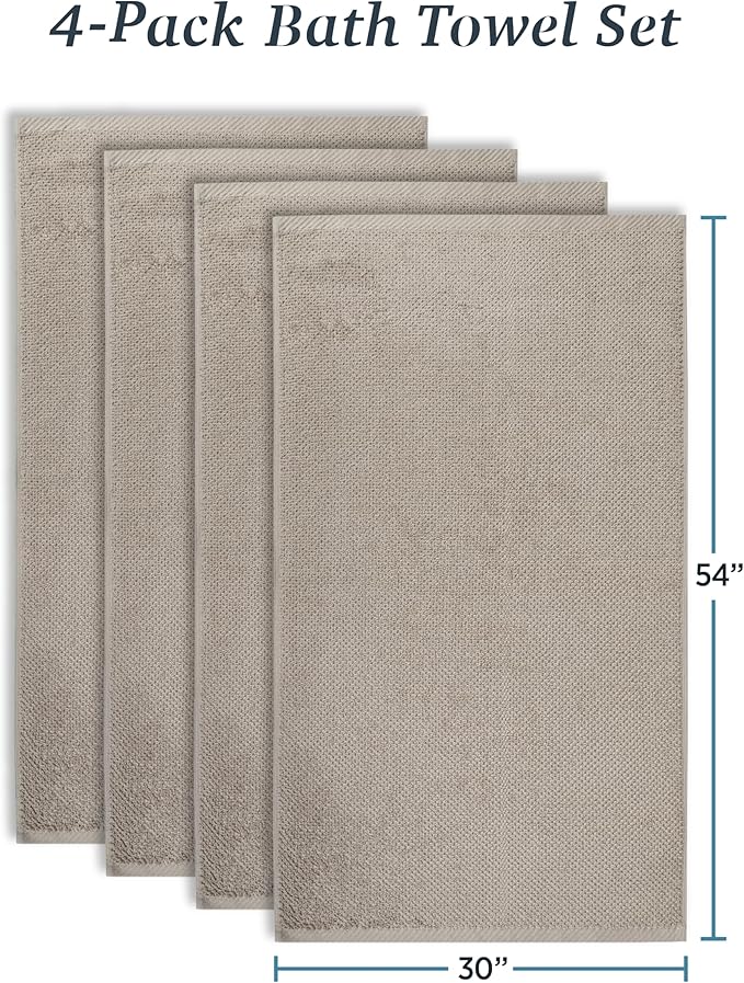 Welhome Franklin 100% Cotton Popcorn Textured Towel Set - 6 Piece 600 GSM, Soft & Plush, 2 Bath Towels, 2 Hand Towels, 2 Washcloths, Taupe