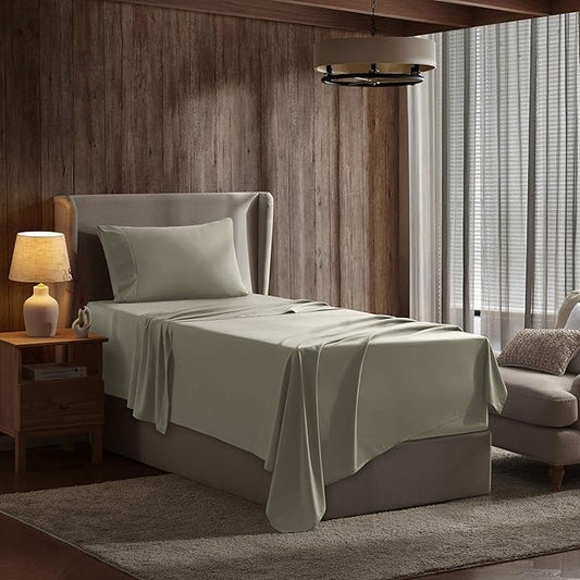 Nestl Twin Sheet Set - 1800 Ultra-Soft Microfiber Twin Bed Sheets - Double Brushed - Deep Pockets - Easy Fit - Extra Soft - 3 Piece Set - Bedding Sheets & Pillowcases (Twin, Light Green)