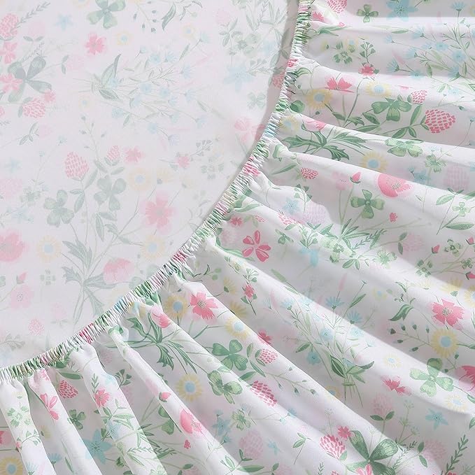 Laura Ashley Kids - Queen Sheet Set, Soft & Wrinkle-Resistant Toddler Bedding Set, Fun & Whimsical Bedroom Decor, Ideal Girl Room Essentials, Bed Sheets with Matching Pillowcases (Posey Dance Pink)