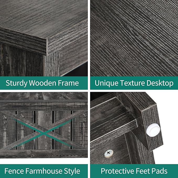 YITAHOME Coffee Tables Farmhouse Coffee Table with Storage Rustic Wood Cocktail Table,Square Coffee Table for Living Meeting Room with Half Open Storage Compartment,Dark Rustic Oak