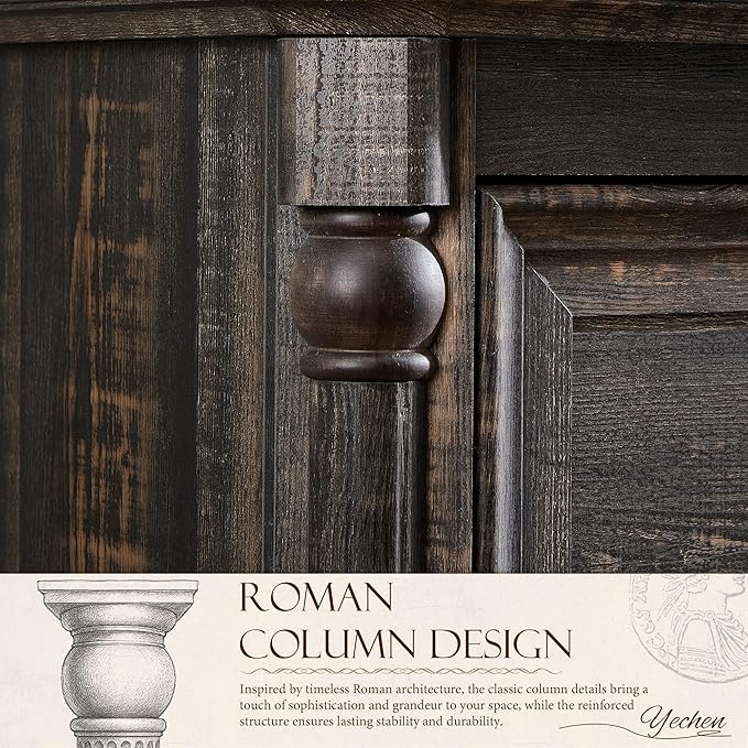 Yechen 6 Drawer Dresser for Bedroom,Storage Dressers Organizer, Vintage Farmhouse 6 Drawer Dresser for Bedroom,Heavy Duty Rustic Chest of Drawers for Living Room & Hallway (Dark Rustic Oak)