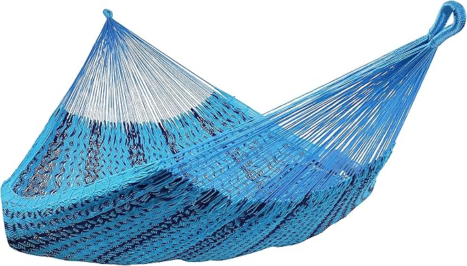 Sunnydaze Handwoven XXL Thick Cord Mayan Double Hammock for Outside - 625-Pound Capacity Heavy-Duty Outdoor Hammock - Blue