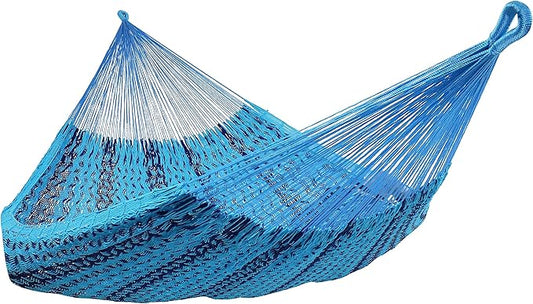 Sunnydaze Handwoven XXL Thick Cord Mayan Double Hammock for Outside - 625-Pound Capacity Heavy-Duty Outdoor Hammock - Blue