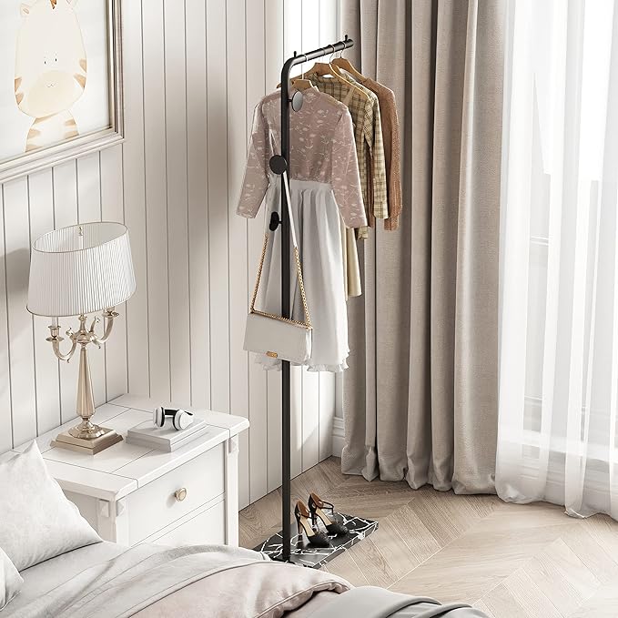 Metal Coat Rack Bracket Finish Stable Marble Base with High-end Hooks Freestanding Metal Tree Hats Easy to Assemble