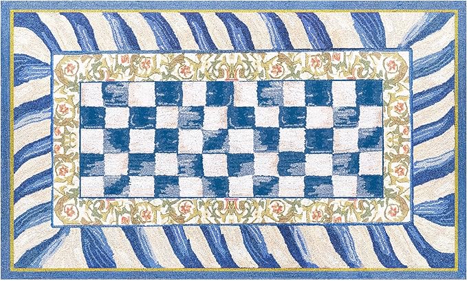 MACKENZIE-CHILDS Washable Rug, Decorative Indoor Rug, 3' x 5', Truly Royal Check