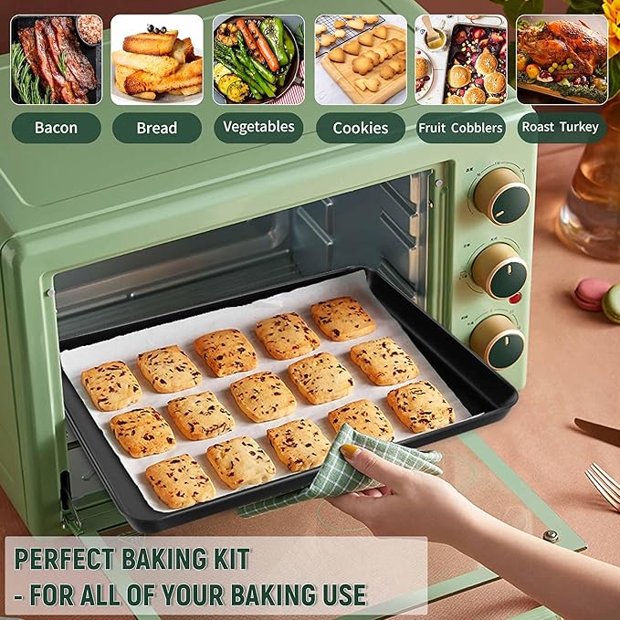 Herogo Nonstick Carbon Steel Baking Sheet Pan Set, 11.8×15.7×1 Inch Rectangle Cookie Sheet Bakeware Set for Oven, 2 Pack Multipurpose Kitchen Cookware, Non Toxic & Heavy Duty & Easy Clean-Large