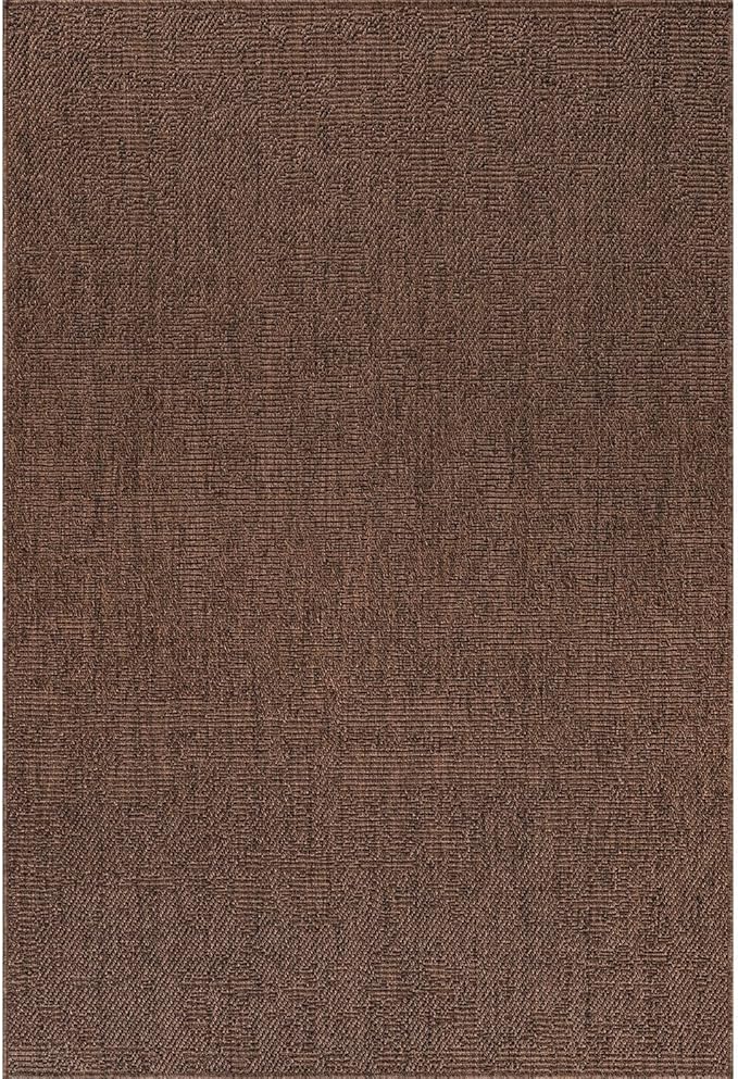 CAMILSON Easy Jute Rug 10x14, Indoor Outdoor Brown Color Fiber Area Rugs for Living Room Patio and Kitchen Rug, Solid Boho Woven Design, Easy-Cleaning, Washable Outside Carpet Alfombras (10 x 14)