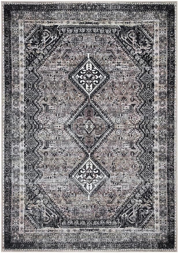 Keen Home Design 5x7 Rug - Machine Washable Area Rug with Non-Slip Backing, Ideal for Living Room, Dining Room, Bedroom - Vintage, Easy Clean, Durable, Low Pile Rug - (5' x 7')