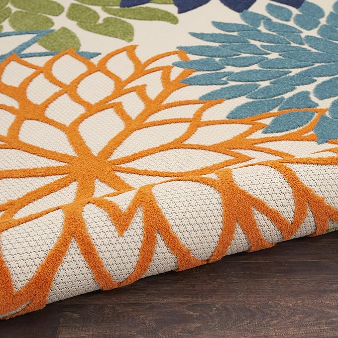 Nourison Home Aloha 10' x Round Multicolor Fabric Tropical Area Rug (10' Round)