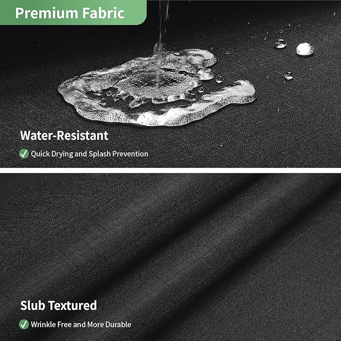 Black No Hook Shower Curtain with Snap-in Fabric Liner Set,Slub Textured Fabric Shower Curtains for Bathroom,Hotel Style Modern Shower Curtain,Water Repellent & Washable,71x77(75)