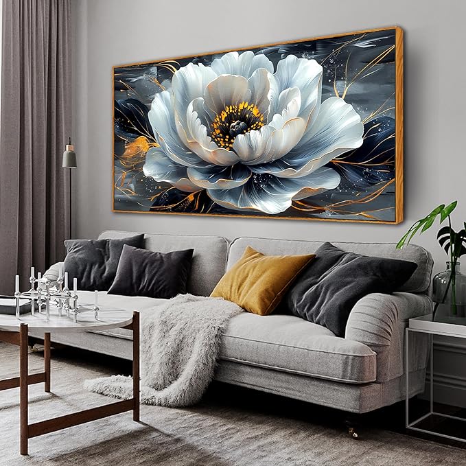 Flower Pictures Wall-Decor for Bedroom with Wooden Framed - Room Decor for Girls - Flower Wall Art for Living Room Large Size 29" x 59"