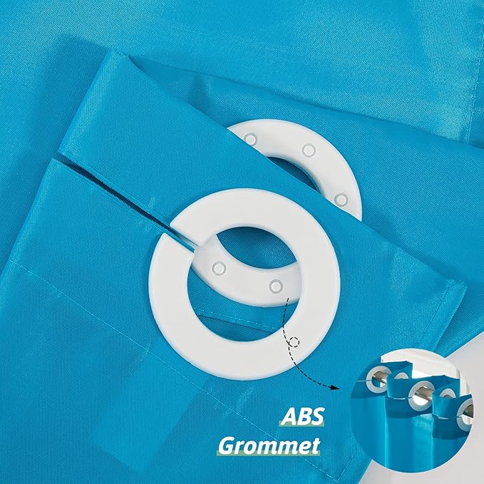 Furlinic No Hook Stall Shower Curtain 36x72 Inch,Polyester Fabric Small Narrow Shower Curtain Liner,Hotel Style Bathroom Curtains with Plastic Split Grommets,Machine Washable & Waterproof,Teal Blue.