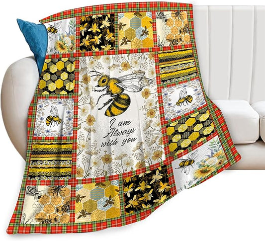 Bee Blanket Honey Bee Decor Throw Blankets Cozy Fleece Flannel Blanket Soft Warm Plush Lightweight Blanket Bees Themed Gifts for Women Men Boys Girls Adults Kids for Couch Sofa Bed 40"X50"
