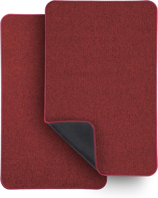 Bath Mat,Ultra Thin Bathroom Rugs,Rubber Bath Mats for Bathroom,No Slip Bath Rugs,Quick Dry,Machine Washable,Low Pile,Absorbent,Shower Outside,Sink,Home Decor Accessories.Red,1'5"x2'3"(2 Pack)