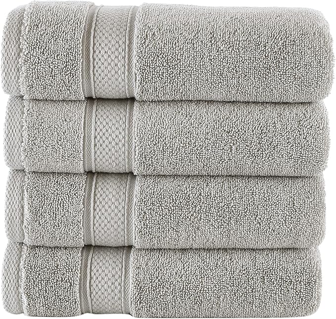 NOVA Luxury Linen - Hotel Quality Turkish Towel Set for Bathroom (4 Pcs Hand Towel Set, Mirage Grey)