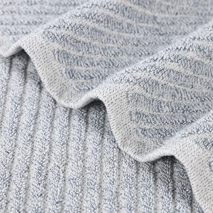 Superior Amelia Viscose Cotton Blend Medium Weight Towels, for Bathroom, Shower, Spa, Plush, Quick Dry, Ultra-Soft Towels, Bath Essentials, Ribbed Design, 6 Piece Assorted Towel Set, Denim Blue