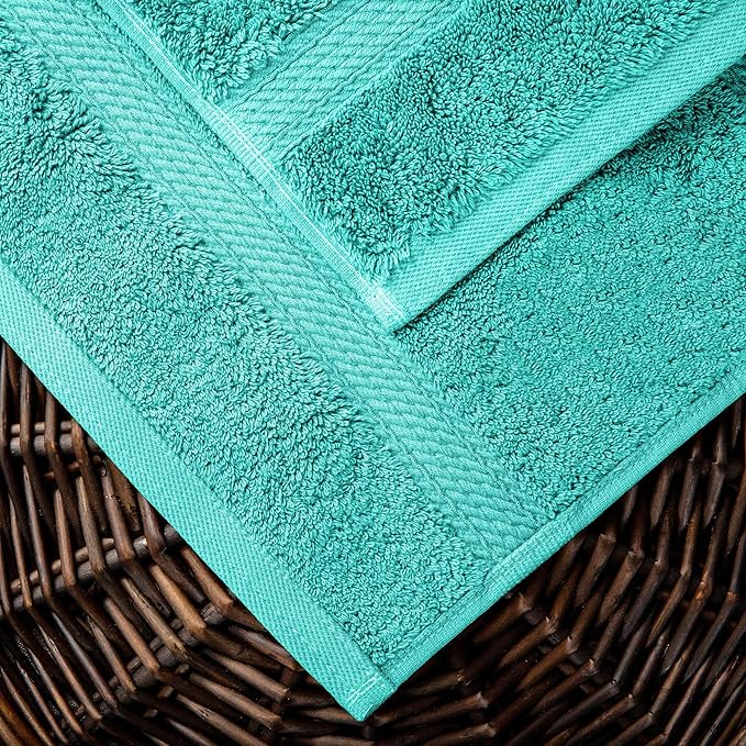 Superior Egyptian Cotton Pile Bath Towel Set of 2, Ultra Soft Luxury Towels, Thick Plush Essentials, Absorbent Heavyweight, Guest Bath, Hotel, Spa, Home Bathroom, Shower Basics, Turquoise