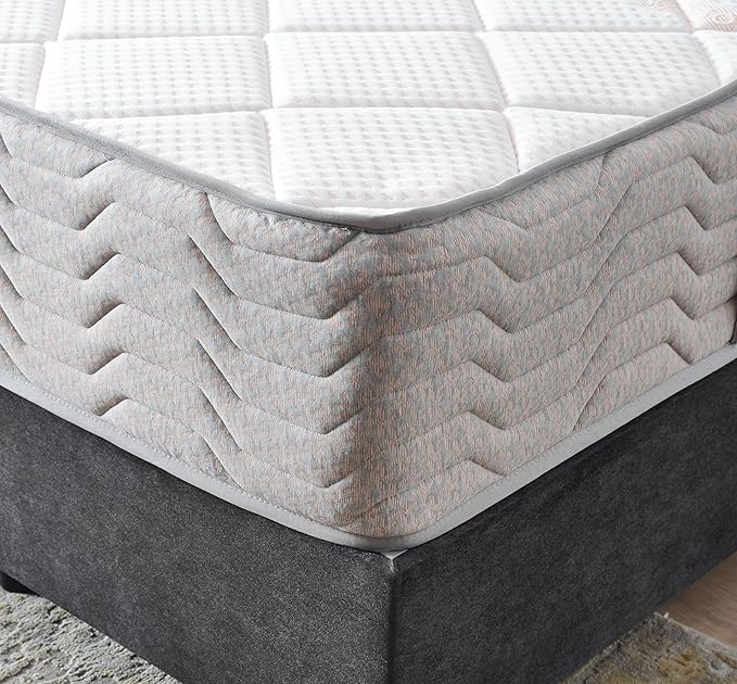 Ottomanson Twin XL 12” Hybrid Mattress - Rock Salt Infused Quilted Cover - Made in USA - Medium-Firm Support - Individually Pocketed Coils & CertiPUR-US Foam - Fiberglass-Free - Bed in a Box