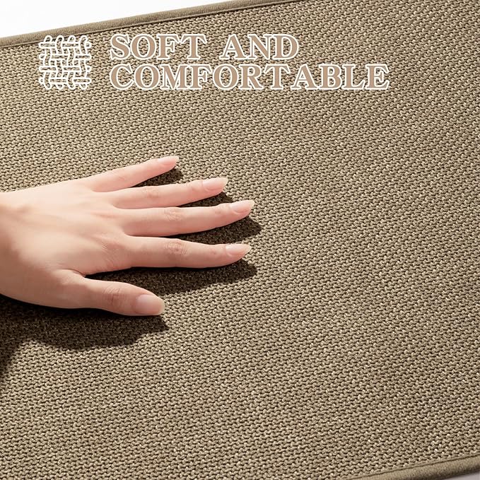 chakme Bathroom Rugs Mat 24x17, Ultra Thin Non Slip Bath Mat Small Quick Dry Absorbent Bath Mat for Bathroom Floor, (Dark Beige, 24"x17")