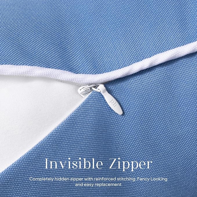 Phantoscope Pack of 2 Outdoor Waterproof Throw Pillow Covers Decorative Square Cushion Case Patio Pillows for Couch Tent Sunbrella, Foggy Blue 12x20 inches