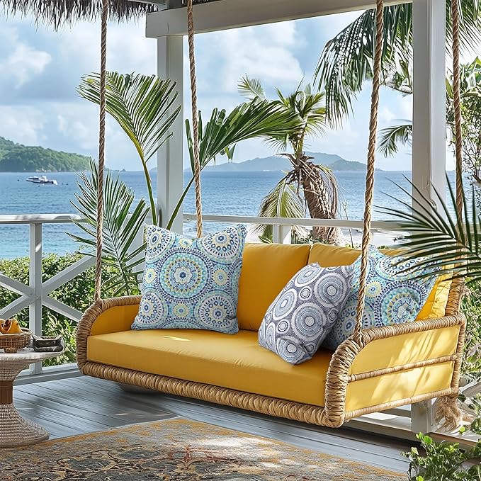 Outdoor Throw Pillow Covers 18”x18”, Decorative Pillow Covers for Patio Furniture, Modern Cushion Cases for Garden Couch Home Sofa Bed Office Chair, Pack of 2,Lagoon Multi