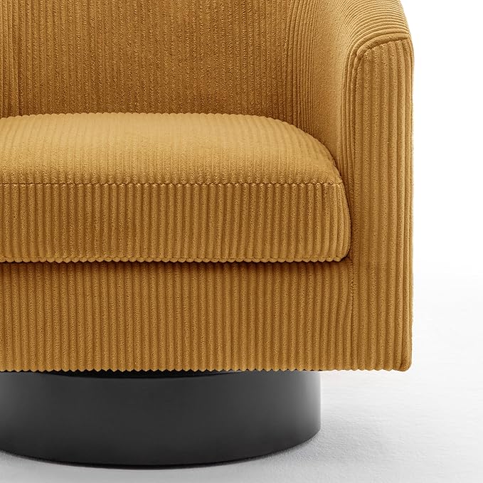 UIXE Swivel Accent Chair, Upholstered Corduroy Barrel Chair for Living Room, Small Single Sofa Bedroom Reading Seat, Set of 2, Orange