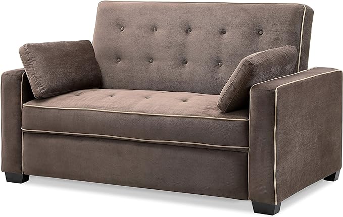 Serta Ainsley Loveseat with Pull Out Sleeper Microfiber Java Queen