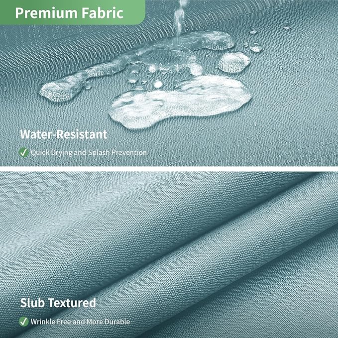 Teal No Hook Shower Curtain with Snap-in Fabric Liner Set,Slub Textured Fabric Shower Curtains for Bathroom,Hotel Style Modern Shower Curtain,Water Repellent & Washable,71x74(72)