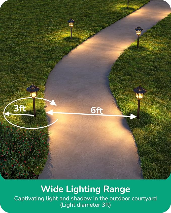 EDISHINE Low Voltage Pathway Lights Wired, 12V 3W 120LM 3000K Seed Glass Outdoor Landscape Lighting with Connectors, ORB Waterproof Electric LED Landscape Path Lights for Walkway Garden Yard, 10 Pack
