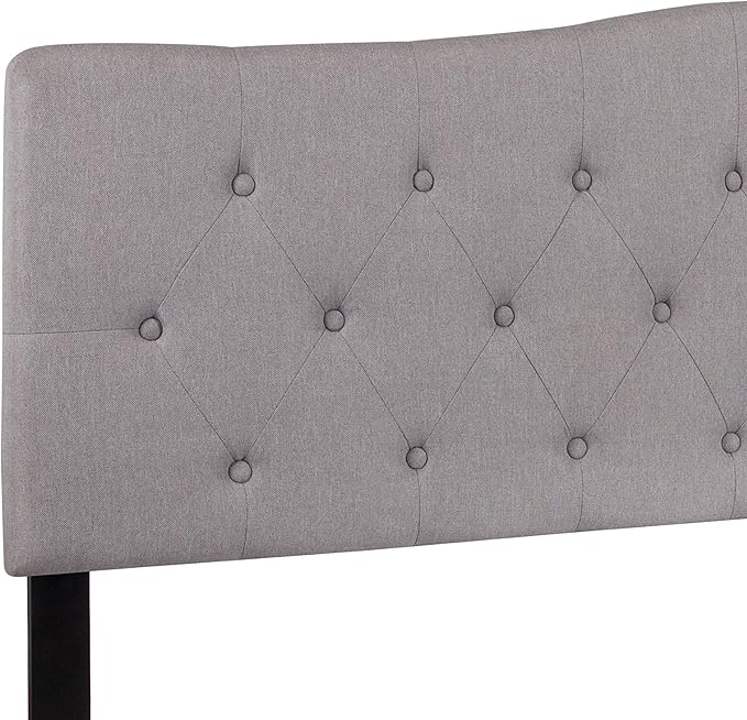 Flash Furniture Cambridge Tufted Upholstered King Size Headboard in Light Gray Fabric