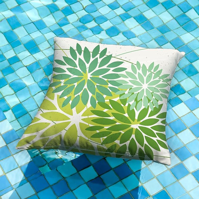 DFXSZ Outdoor Throw Pillow Covers 18x18 Inch Set of 2 Waterproof Spring Summer Geometric Elegant Dark Light Green Outdoor St Patricks Pillow Covers for Patio Funiture Garden Couch 168A18