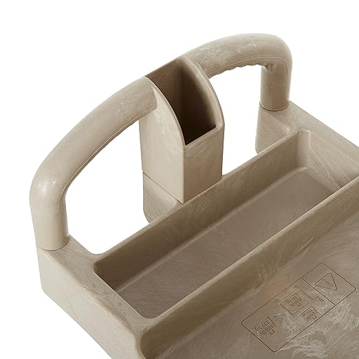 BRUTE Heavy Duty 2-Shelf Utility/Service Cart, Small, Lipped Shelves, Ergonomic Handle, 500 lbs. Capacity, Beige, for Warehouse/Garage/Cleaning/Maintenance