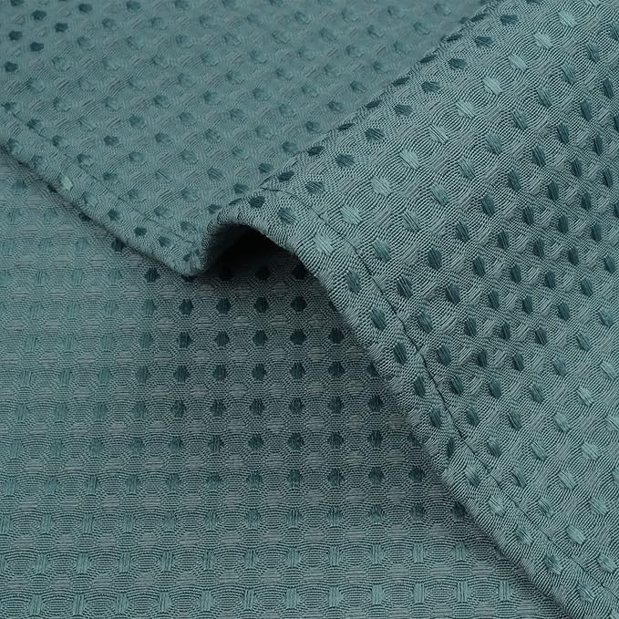 River Dream Heavyweight No Hooks Required Dotted Waffle Weave Shower Curtain with Snap in Liner - 71W x 74H,Hotel Grade,Spa Like Bath Curtain,Teal