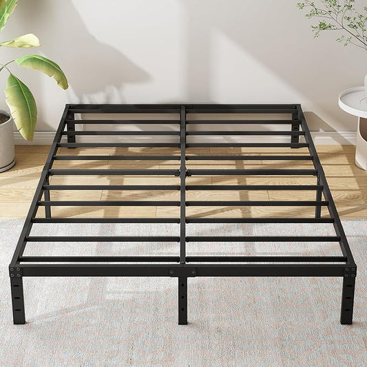 12 Inch Queen Size Metal Bed Frame, Heavy Duty Steel Slat Mattress Foundation,No Box Spring Needed, Easy Assembly, Noise-Free,Black