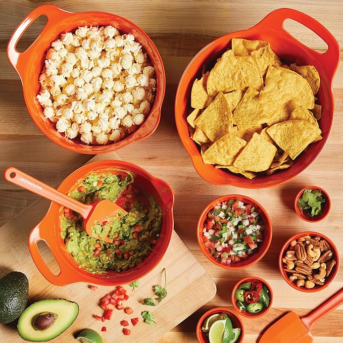 Rachael Ray Pantryware Mixing Bowl Measuring Cup and Utensil Set, 10 Piece, Orange