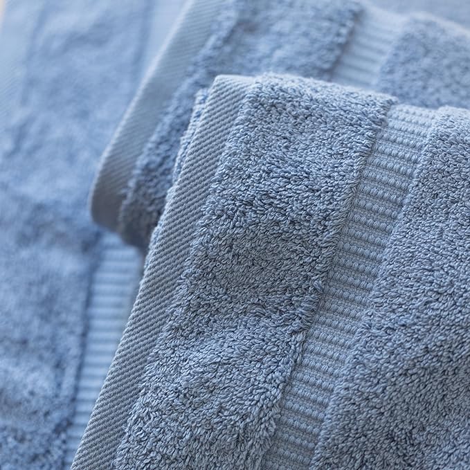 SALBAKOS 100% Turkish Cotton Hand Towel Set of 6 16x30 inch | Heirloom Quality | Hotel & Spa Collection | Ultra Soft, Super Absorbent, Long Lasting Hand Towels | Made in Turkey (Blue, 6 Hand Towels)