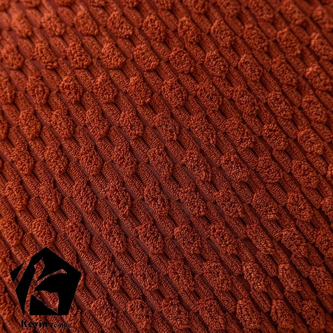 Kevin Textile Fall Lumbar Throw Pillows Cover Autumn Decorative Cushion Covers for Chair/Sofa/Bed/Car Comfortable Corduroy Striped 12 x 20 Inches Burnt Brick Double Pieces