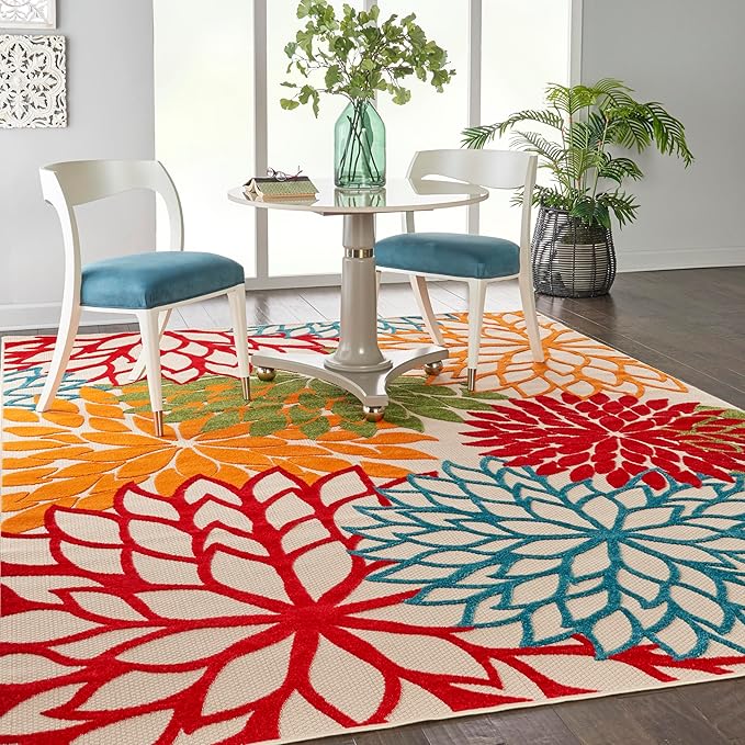 Nourison Home Aloha 7' x 10' Fabric Indoor/Outdoor Rug in Green/Multi-Color