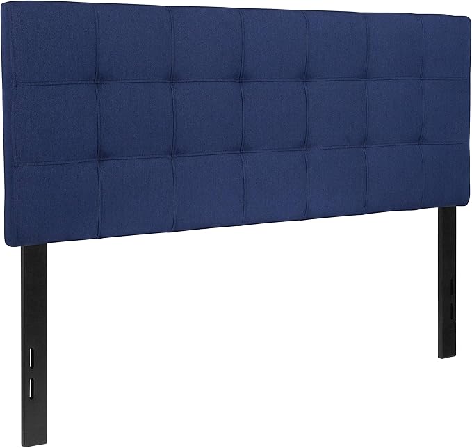 EMMA + OLIVER Quilted Tufted Upholstered Full Size Headboard in Navy Fabric