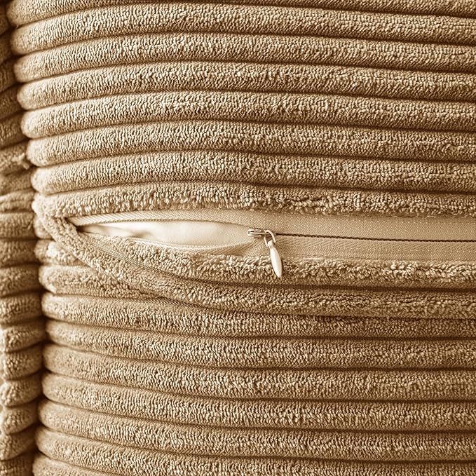 MIULEE Decorative Lumbar Throw Pillow Covers for Couch Bed Livingroom 12x20 Inch Set of 2 Brown Boho Accent Throw Pllows Broadside Striped Patchwork Soft Corduroy Pillowcases