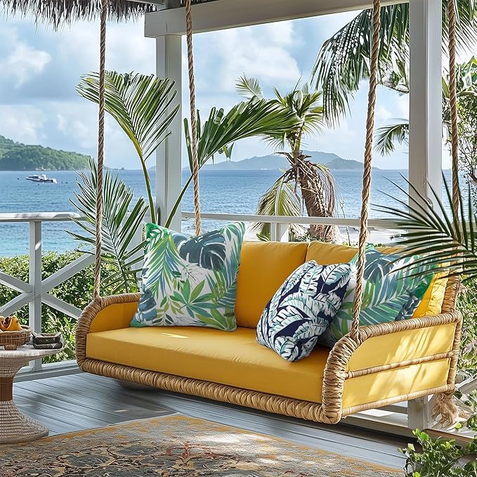 Outdoor Throw Pillow Covers 18”x18”, Decorative Pillow Covers for Patio Furniture, Modern Cushion Cases for Garden Couch Home Sofa Bed Office Chair, Pack of 2, Islamorada Blue Green