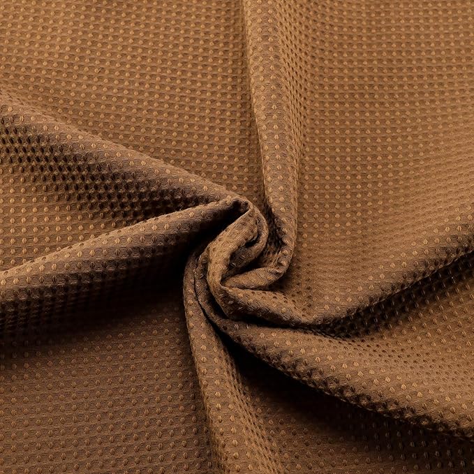Barossa Design Waffle Weave Shower Curtain Hotel Luxury Spa, 230 GSM Heavy Duty Fabric, Water Repellent, Brown, 71x72 Inch