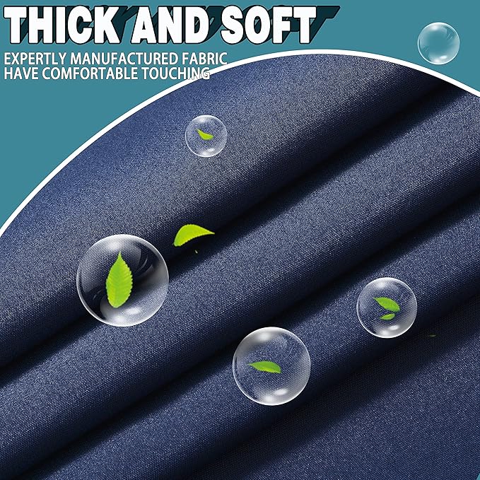 Extra Long No Hook Shower Curtain with Snap in Liner Set, Hotel Luxury Dark Blue Fabric Shower Curtains for Bathroom with See Through Top Window, Washable, Waterproof 71W x 84H