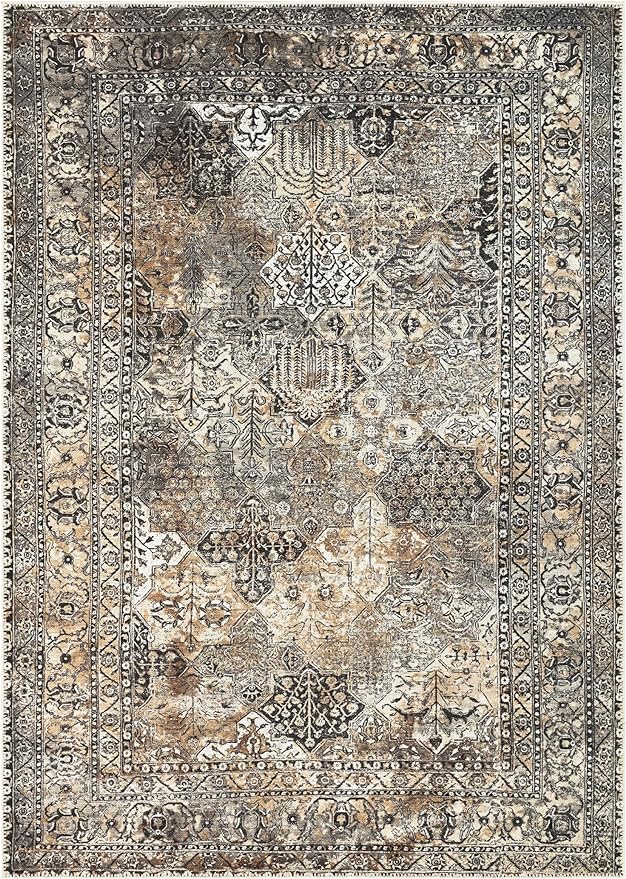 Keen Home Design 6x9 Rug - Machine Washable Area Rug with Non-Slip Backing, Ideal for Living Room, Dining Room, Bedroom - Vintage, Easy Clean, Durable, Low Pile Rug - (6' x 9')