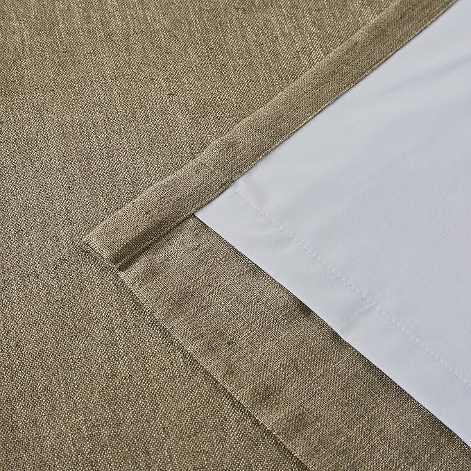 Vision Home Brown Pinch Pleated Full Blackout Curtains Linen Blended Room Darkening Window Curtains 63 inch for Living Room Bedroom Thermal Insulated Pinch Pleat Drapes with Hooks 2 Panel 40" Wx63 L
