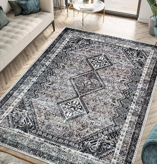 Keen Home Design 9x12 Rug - Machine Washable Area Rug with Non-Slip Backing, Ideal for Living Room, Dining Room, Bedroom - Vintage, Easy Clean, Durable, Low Pile Rug - (9' x 12')