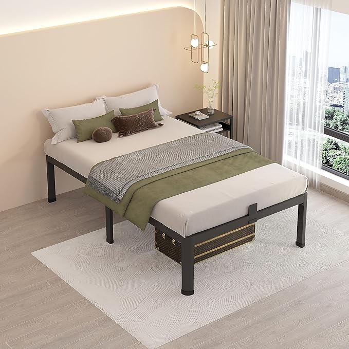 MAF 14 Inch Twin Metal Platform Bed Frame with Round Corner Legs, 3000 LBS Heavy Duty Steel Slats Support, Noise Free, No Box Spring Needed, Easy Assembly