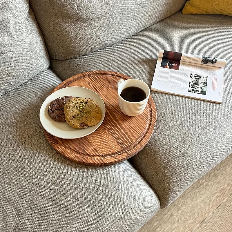 Sofa Tray – Wooden Foldable Sofa Tray Table For Seat Cushion, Perfect for Coffee & Remote Control, Solid Wood Sofa Tray Table, Solid Spruce Couch Table (Paris, Medium 14")